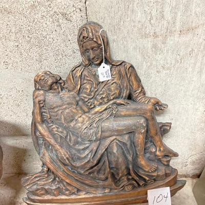 Heavy Bronze religious statue Mary holding Jesus