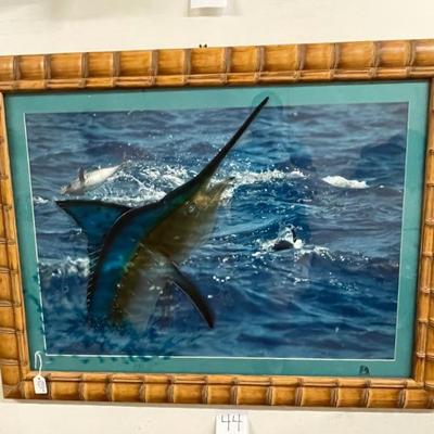 Carved Glass Marling over 
Sportfish photo feeding on Tuna