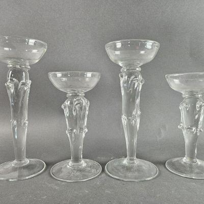 Lot 222 | MCM Crystal Bowl Candle Holders