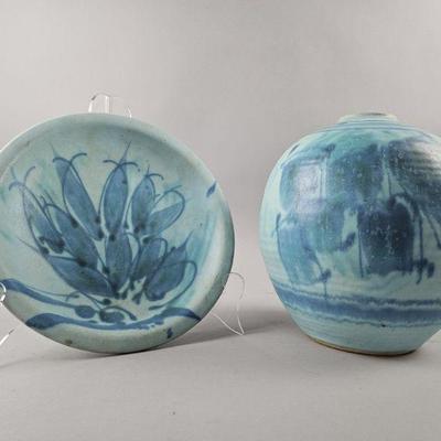 Lot 558 | Marked JT Abernathy Pottery Vase & Plate