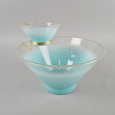 Lot 318 | MCM Blendo Blue Frosted Glass Chip/Dip Bowl