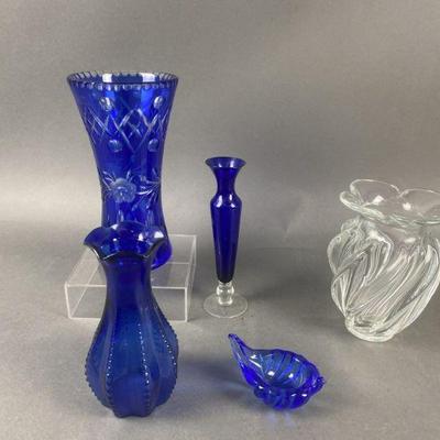 Lot 32 | Cobalt Blue Cut To Clear Vase & More