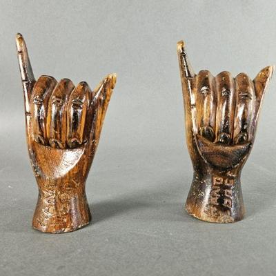 Lot 176 | Pair of Hang Loose Hand Carvings