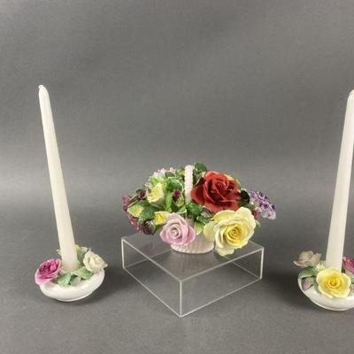 Lot 48 | Royal Adderlry Flower Bouquet & Candle Holders