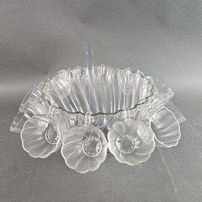 Lot 254 | Glass Punch Bowl w Cups