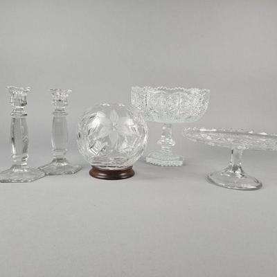 Lot 24 | Antique Crystal Candlesticks, Compote Dish & More!