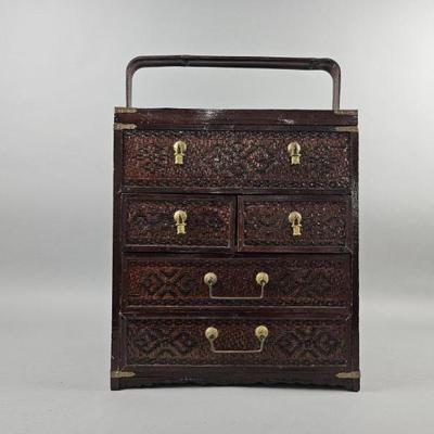 Lot 528 | Antique Chinese Rattan Wedding Side Chest