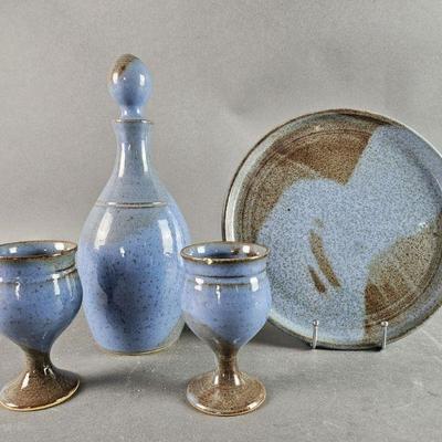 Lot 200 | MCM Decanter, Goblets, and Plate