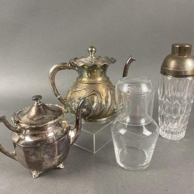 Lot 41 | Crystal Cocktail Shaker, Silver Plate & More