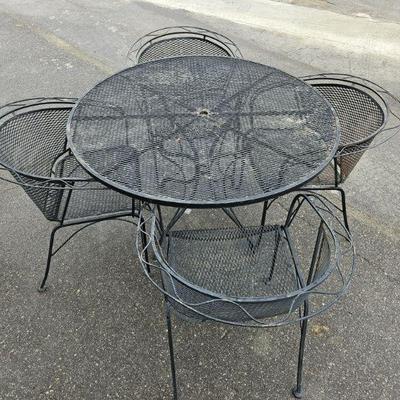 Lot 279 | Vintage Mid Century Metal Patio Table and Chairs