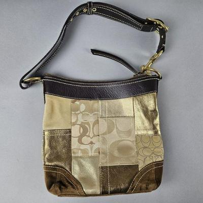 Lot 455 | Coach Brown/Gold Patchwork Crossbody Handbag