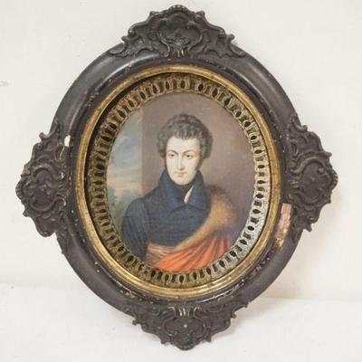 1165	MINIATURE PORTRAIT OF GENTLEMAN IN OVAL FRAME, APPROXIMATELY 9 1/2 IN X 10 1/4 IN, LOSS TO FRAME
