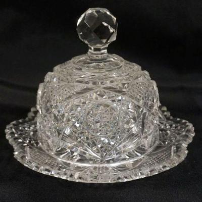 1099	BRILLIANT CUT GLASS BUTTER DISH, APPROXIMATELY  8 IN X 7  IN H
