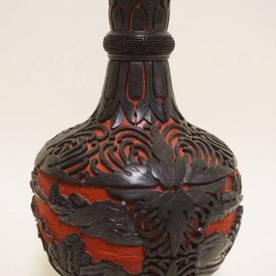 1032	CHINESE CINNABAR BOTTLE, APPROXIMATELY 9 1/2 IN HIGH
