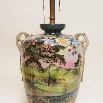 1042	LARGE ASIAN POTTERY URN TABLE LAMP
