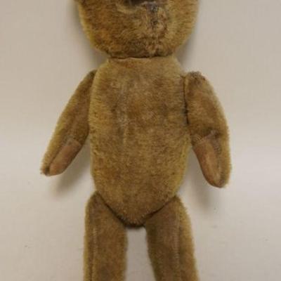 1189	ANTIQUE MOHAIR JOINTED TEDDY BEAR WITH GLASS EYES, APPROXIMATELY 19 IN H
