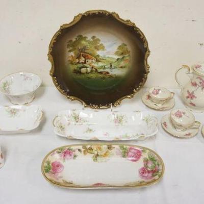 1015	GROUP OF ASSORTED CHINA INCLUDING LIMOGES TRAYS, CARLSBAD AUSTRIAN COVERED BOX, EDELSTEIN CHOCOLATE POT W/5 CUPS & SAUCERS, ROYAL...