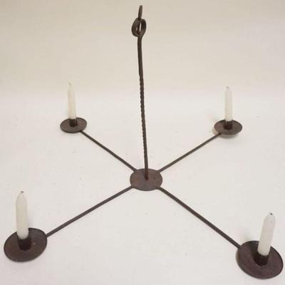 1219	PRIMITIVE WROUGHT IRON CANDLE CHANDELIER, APPROXIMATELY 30 IN X 17 IN H
