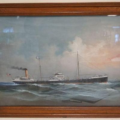 1137	OIL PAINTNG OF THE SHIP PEARL SHELL, SHIPS YEARS OF SERVICE, BUILT IN 1916, SCRAPED IN 1932
