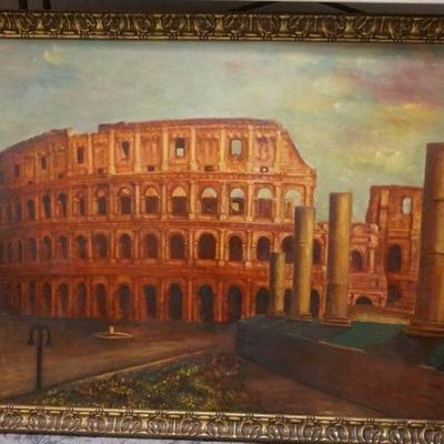 1140	LARGE OIL PAINTING ON CANVAS OF THE COLOSSEUM, APPROXIMATELY 57 IN X 79 IN
