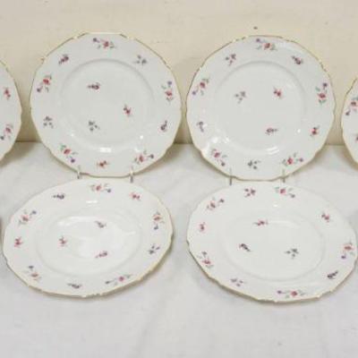 1012	8 PORCELAIN 10 IN H & CO SELB BAVARIAN GERMANY FLORAL DINNER PLATES
