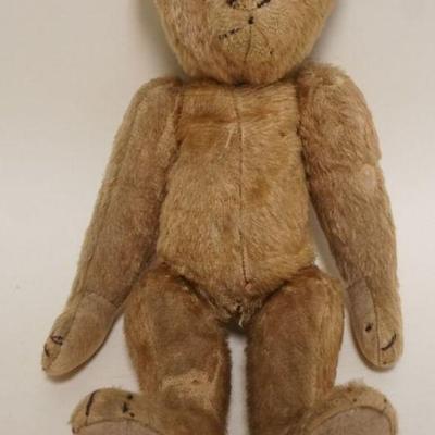 1188	ANTIQUE MOHAIR JOINTED TEDDY BEAR WITH GLASS EYES, APPROXIMATELY 14 IN H
