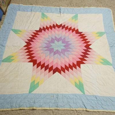 1180	ANTIQUE HAND STITCHED QUILT, APPROXIMATELY 79 IN X 82 IN
