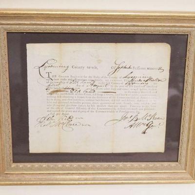 1260	FRAMED INDENTURE DATED 1805 W/SIGNATURES, APPROXIMATELY 10 IN X 12 IN OVERALL
