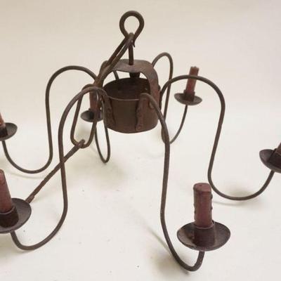 1218	PRIMITIVE WROUGHT IRON CANDLE CHANDELIER, APPROXIMATELY 24 IN X 14 IN H
