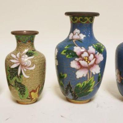 1026	2 PAIR CLOISONNE VASES, TALLEST APPROXIMATELY 5 1/4 IN HIGH
