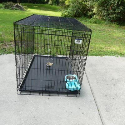 Pet Lodge Wire Kennel with Attached Bowls - 48