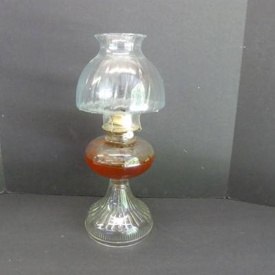 Antique 1920s Plume & Atwood Mfg. Co. Large Kerosene Lamp with Melon Hurricane Shade