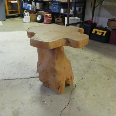 Vintage Hand Carved Tree Trunk End Table - 20½