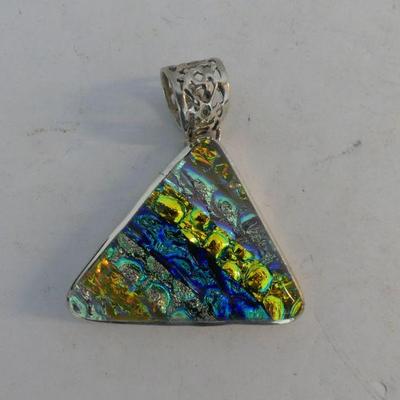 Vintage Kathy's Collection Sterling Dichroic Glass Pendant - TW 35.7g