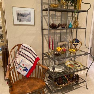 Pewter and Glass Bakers Rack