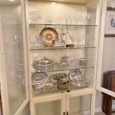 Painted Curio Cabinet, soft cream with lights
