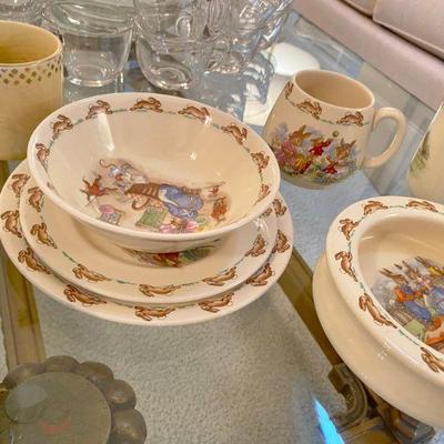 Antique Bunnykins plates, bowls
