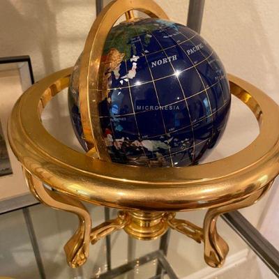 World Globe inlaid with semi precious stones