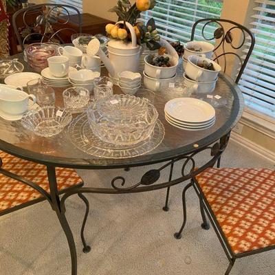 Kitchen Dinette set metal, glass top with four chairs