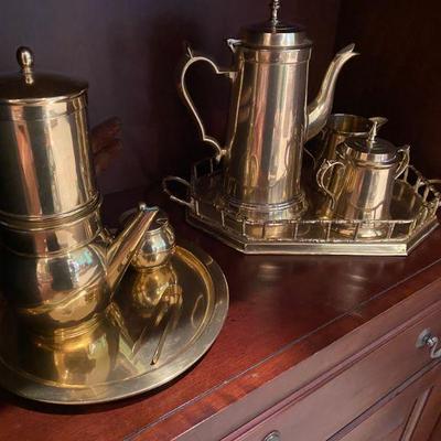 Brass coffee and tea set