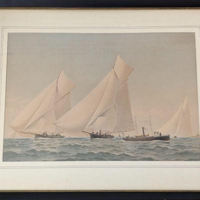 American Yachts Plate XXIII Before the Wind Newport 1883 28x21.5  $500