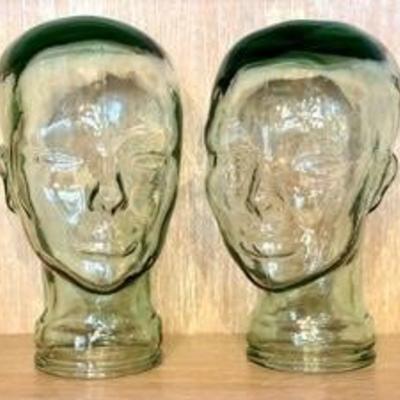 Pair of Vintage Art Glass Mannequin Heads 

Each measuring about 11” tall 