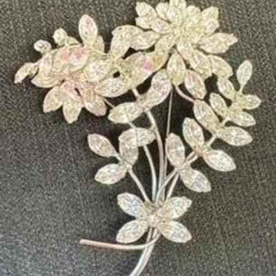 Vintage Rhinestone Floral Brooch 

Sparkly and gorgeous! Measures about 3.5