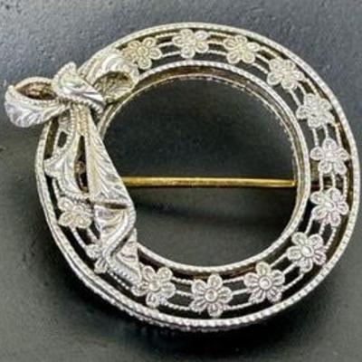 Petite Vintage 14K Circular Brooch 

Lovely, delicate design, measures about .8 inches. 