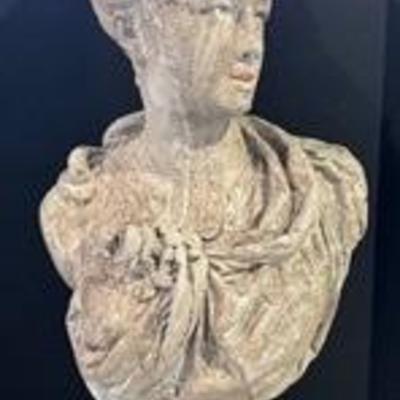 Antique Cast Stone Garden Bust Sculpture 

Head and shoulders bust depicting a young woman with flowers in her hair.

Circa; 19th to...