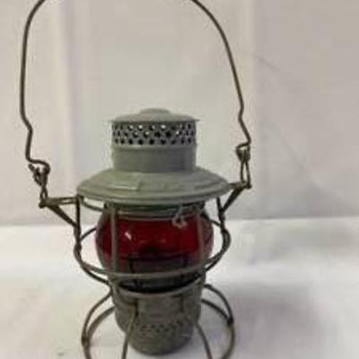 Vintage Rock Island Railroad Lantern with Ruby Red Globe 