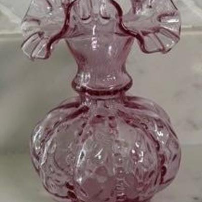Fenton Dusty Rose Pink Beaded Melon Vase