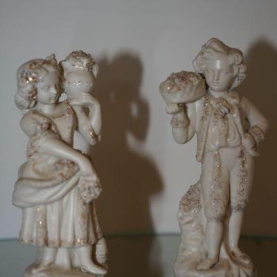 Circa 1860 Parian ware figurines. Initials noted. 