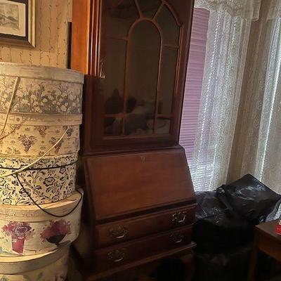 American Drew secretary desk & hat boxes