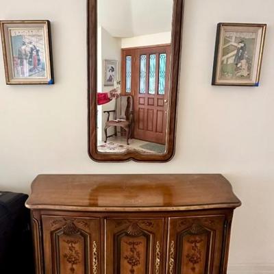 Entryway cabinet and wall mirror